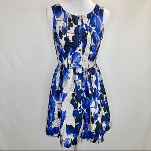 Kensie fit and flare dress gray and blue floral-XS